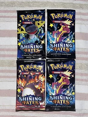 $23 • Buy 4x Pokemon Shining Fates Booster Pack Shiny - BRAND NEW FACTORY SEALED