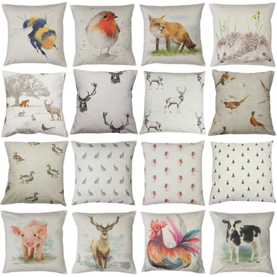 £7.99 • Buy Country Animal Print Cushion Cover Stags Hare Cow Pig Pheasant Duck