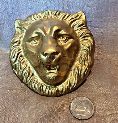 Vintage Solid Brass Lion's Lion Head Belt Buckle Made In USA • $27.96