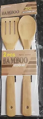 £3.49 • Buy 2 PCS Bamboo Kitchen Tool Wooden Cooking Utensils Set Spatula Spoon Turner 30 CM