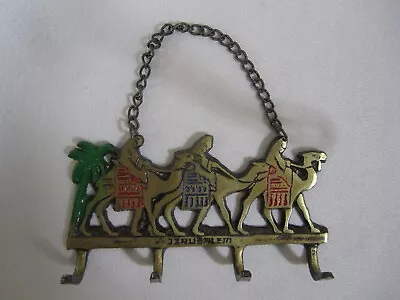 Vintage Brass Jerusalem Souvenir 3 Wise Men Camel Hanging 4 Key Holder • $9.50