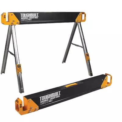 $179.99 • Buy 2 PACK TOUGHBUILT™ Heavy Duty Steel 1000kg Folding Sawhorse Saw Horse Work Table