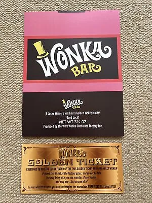 1xWilly Wonka Bar 1971 Style Wrapper Original 1x Golden Ticket Party Easter • £2.39