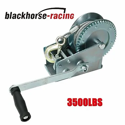 3500lbs Dual Gear Hand Winch Hand Crank Manual Boat ATV RV Trailer 33ft Cable • $40.66