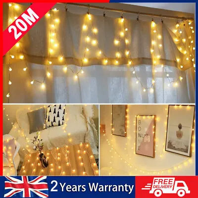 £12.99 • Buy 20M Mains Plug In Fairy String Lights Garden Outdoor Indoor Xmas Globe Bulb Ball