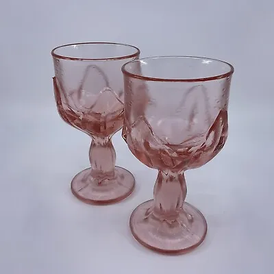 Set Of 2 Tiffin Cabaret Pink Wine Goblet 6” Tall • $18