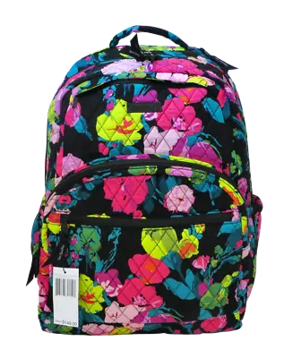 New NWT Vera Bradley Hilo Meadow Black Pink Floral LG Essential Laptop Backpack • $89.99