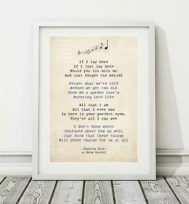 Snow Patrol - Chasing Cars (v.4) - Song Lyric Art Poster Print - Sizes A4 A3 • £6.95