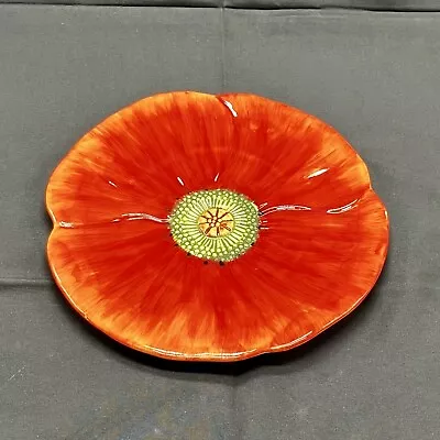 Mum Florals By Maxcera Red Orange Poppy Flower Shape Salad Plate  • $19.99