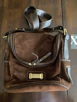 MAXX New York Suede Dark Brown Messenger Bag New With Tag • $20