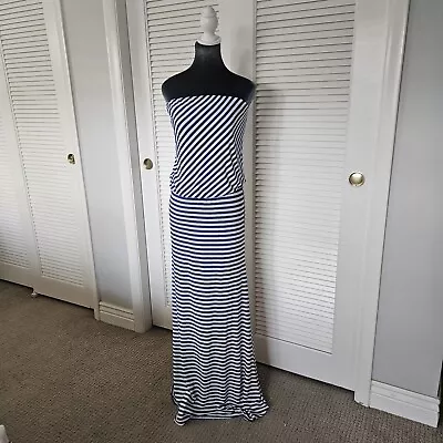 Va Va Voom Striped Blue And White  Nautical Strapless Maxi Dress Size M • $30