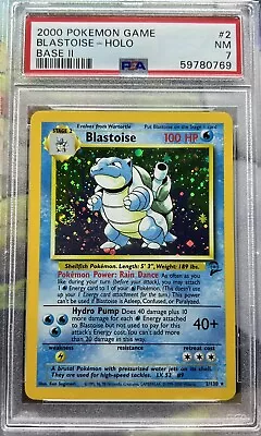 $94.99 • Buy PSA 7 Blastoise Base Set 2 2/130 Unlimited Holo Rare Pokemon Card WOTC Swirl