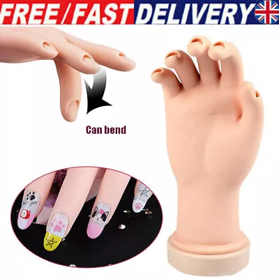 Flexible Fake Hand Model Manicure Nail Art Practice Training Tool Display Model • £9.76