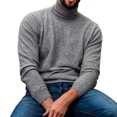 Mens Turtleneck Wool Knit Sweater Winter Warm Pullover Cashmere Knitwears • $18.99