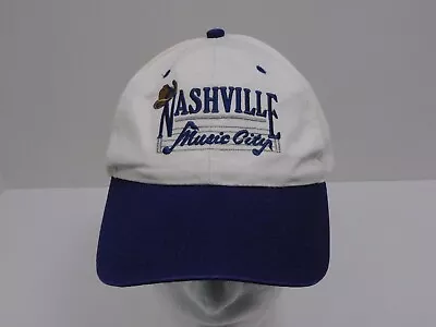 Music City Nashville Adjustable Baseball Cap White Blue Unisex EUC • $12.56