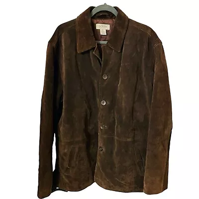 J Crew Suede Leather Jacket Mens XLT Big & Tall Brown Quilted Lining Car Coat • $129.99