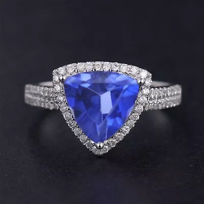 Trillion Cut 1.55Ct 100% Natural Blue Tanzanite Women's Ring In 925 Silver • £142.80