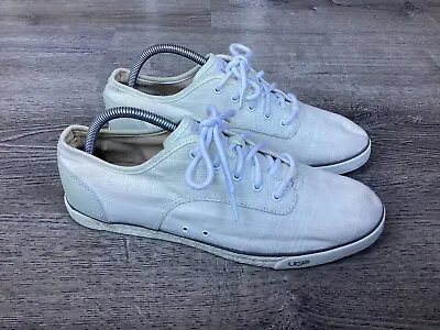 UGG Australia 1002640 Hally Off-White Canvas Sneakers Shoes Womens Size 11 • $20.37