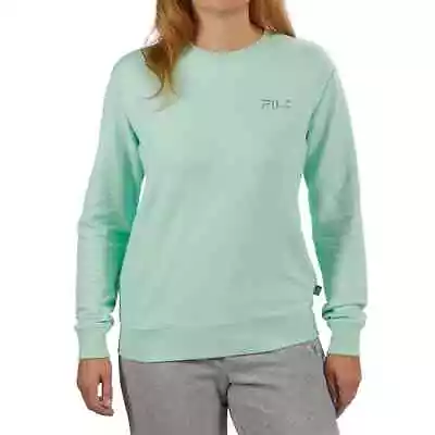 Women's Fila French Terry Long Sleeve Crew Neck Sweatshirt Pullover Shirt | C34 • $16.94