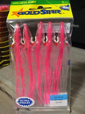 5 Silver Horde Squid (Octopus 3.5) Ultra Violet Fish Baits - UV Pink Splatter • $12.92