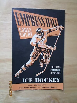 Ice Hockey Programme - Earls Court Rangers V Harringay Racers 22nd January 1949 • £2