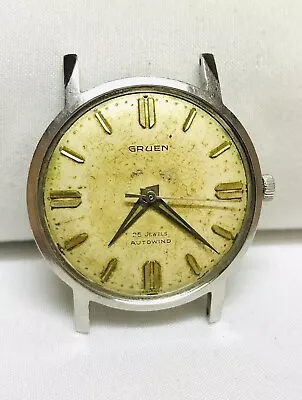 Vintage Men's Gruen 570ss 25 Jewels Autowind Stainless Steel Watch Lot 376 • $45