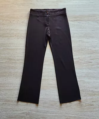 Exclusively Misook Straight Leg Pants Zip Stretch Knit Acrylic Brown Women's 8P • $34.98
