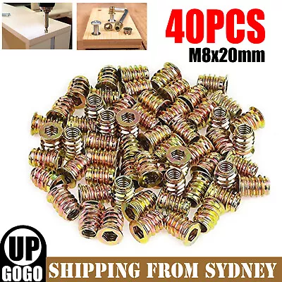 40PCS M8 Threaded Insert Nuts Wood Screw-in Nut Hex Socket Drive Furniture Bolt • $10.99