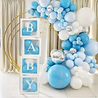 4Pcs Clear Balloon Gift Box + Letters Set For Baby Shower Birthday Wedding Party • £9.88