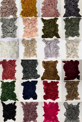 £2.99 • Buy New Crinkle Plain Hijab Scarf Maxi Headscarf Frayed Edges Scarves Shawl Ruffle