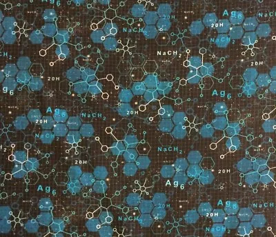 RPRK222e Chemistry Equations Molecules Elements Science Math Cotton Quilt Fabric • $4.97
