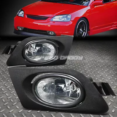 For 01-03 Honda Civic 2/4dr Clear Lens Bumper Driving Fog Light Lamps W/ Switch • $32.88