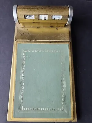 Vintage Park Sherman Brass Desk Calendar And Memo Notepad • $35