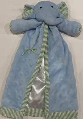 Blue Mudpie Elephant Lovey Green Stripe Baby Security Blanket Minky Dot Soft Toy • $157