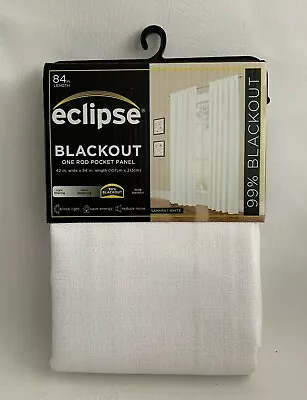 Eclipse Blackout Curtain Rod Pocket Panel Samara White 42” X 84” NEW • $15.95