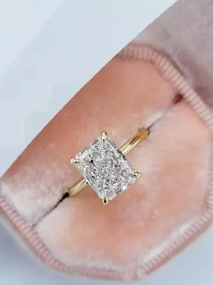 3.20 CT Luxury Radiant & Round Moissanite 10K Gold Engagement Gift Ring For Her • $418.81
