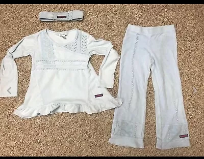 C Naartjie Light Blue Velour Set Headband 6 Pants Top Shirt Lace EUC • $16.95