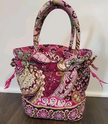 Retired VERA BRADLEY Very Berry Paisley Cotton Drawstring Bag Tote Mini Purse • $5.99