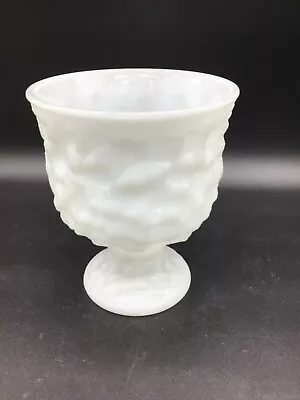 Vintage 1960's E.O. Brody Co. White Milk Glass Footed Compote Textered 6.5” • $15