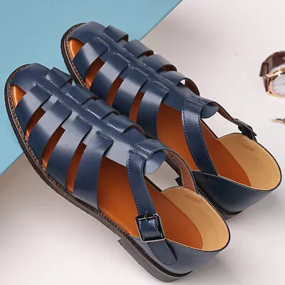 2024Mens Closed Toe Hollow Out Buckle Roman Sandals Slip On Casual Outdoor Shoes • £40.42