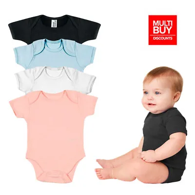 Baby Grow 100% Cotton Plain Short Sleeve Bodysuit Supersoft Babygrow Boy & Girl • £4.59