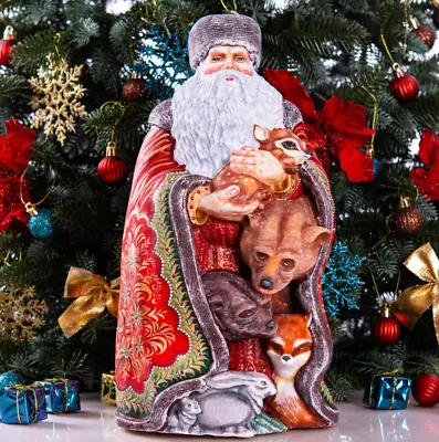 Wooden Carved Santa Figurine 14  Russian Santa Ded Moroz MADE IN UKRAINE • £360.77
