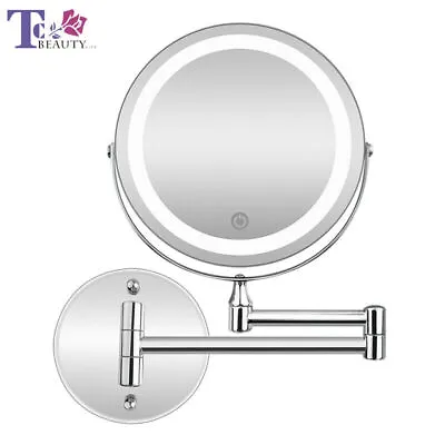LED Makeup Mirror With Light 10x Magnifying Vanity Mirror Wall Mount Folding • £23.99