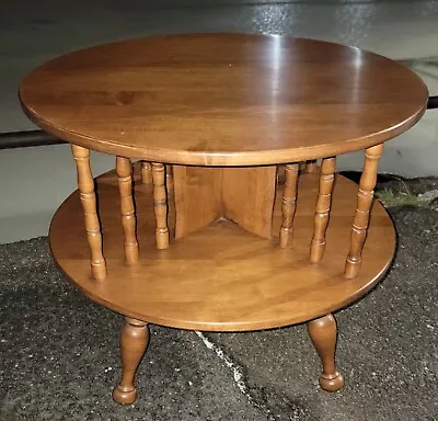 Vintage Baumritter Ethan Allen Colonial Furniture Two-Tier Round Table? • $129.99