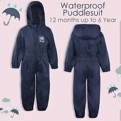 Kids Girls Boys Waterproof All In One Rain Suit One Piece Puddlesuit Rainsuit UK • £10.99