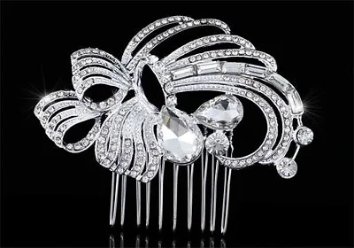 Bridal Wedding Art Deco Vintage Style Handmade Crystal Hair Comb AT1696 • $24.99