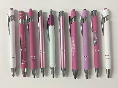 10ct Mixed Lot Misprint Metal Retractable Click Pens: PINK & White Assortment  • $13.99