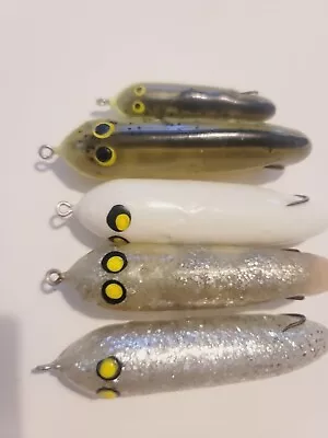 5 Vintage Tom Mann's The Ghost Top Water Fishing Lures 3 1/2  & 2 1/2  • $20