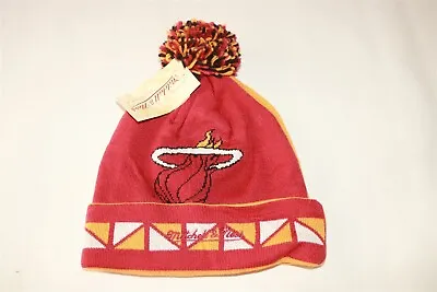 MIAMI HEAT - Mitchell & Ness NBA Pom Beanie Hat NWT • $9.99