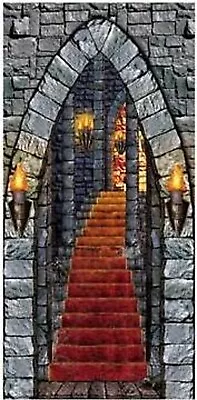 Gothic CASTLE ENTRANCE DOOR COVER Medieval Party Wall Poster Mural Decoration • £6.62